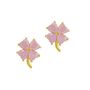 Four Leaves Clover Sterling Silver Stud Earring Pink, thumbnail 4 of 4