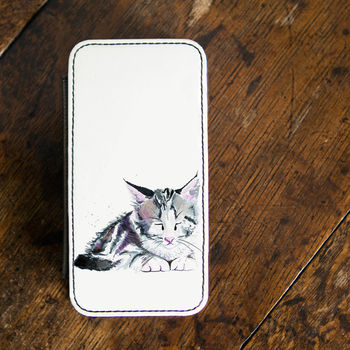 Inky Kitten Faux Leather Phone Case With Card Slots, 9 of 9