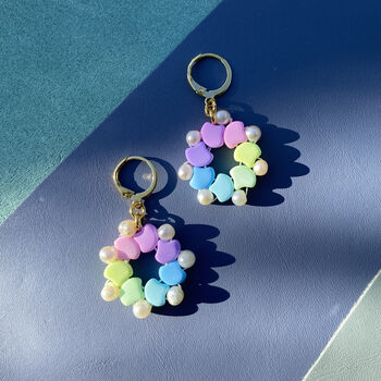 Handmade Pastel Rainbow And Pearl Flower Earrings, 3 of 8