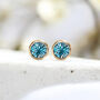 Yellow Gold Plated March Aquamarine Birthstone Stud Earrings, thumbnail 3 of 8