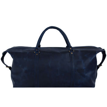Personalised Leather Armada Duffle Holdall In Navy, 4 of 9