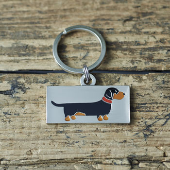 Daddy And Me Dachshund Cufflinks And Dog Tag Set, 3 of 6