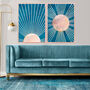 Boho Sun Rising Blue Marble Wall Art Print, thumbnail 1 of 6