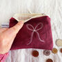 Embroidered Linen Bows Purse, thumbnail 8 of 8