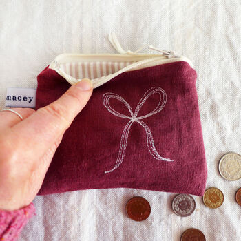 Embroidered Linen Bows Purse, 8 of 8
