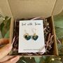 Medium Green Blue Dainty Ceramic Heart Earrings, thumbnail 6 of 10