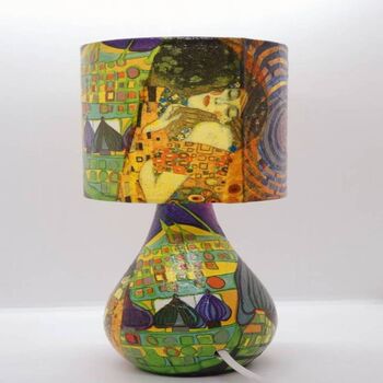 Klimt 'The Kiss' Table Lamp: Abstract Decoupage Night, 5 of 10