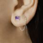 Labradorite Gold Plated Silver Chain Threader Earrings, thumbnail 5 of 8