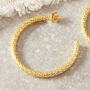 Gold Textured Hoops, Meduim Sized 18 K Gold Vermeil, thumbnail 2 of 9