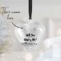 Personalised Proposal Silver Heart Christmas Bauble, thumbnail 2 of 3