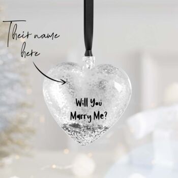 Personalised Proposal Silver Heart Christmas Bauble, 2 of 3