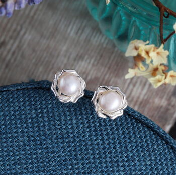 Sterling Silver Pearl Earrings For Nana, 7 of 7