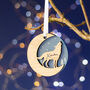 Starry Wolf Wood Personalised Christmas Decoration, thumbnail 6 of 6