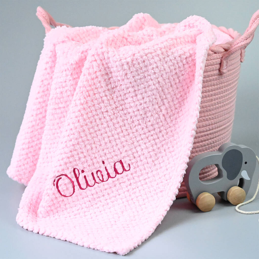 Personalised Pink Honeycomb Baby Blanket, 1 of 6