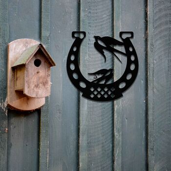 Horseshoe With Birds Metal Art Metal Stable Decor, 4 of 11