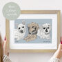 Personalised Pet Dog Portrait Of Three Dogs, thumbnail 1 of 9