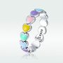Rainbow Heart Silver Ring Earring Set, thumbnail 4 of 6