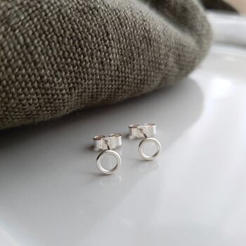 Small Sterling Silver Circle Studs, 2 of 6