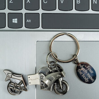 Personalised Motorbike Memory Stick Keyring, 2 of 3