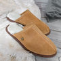 Mens Handmade Tan Sheepskin And Suede Slippers, thumbnail 1 of 7