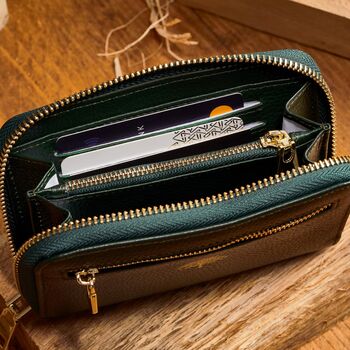 Women's Genuine Leather Purse In Racing Green, 3 of 6