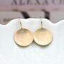 Golden Scratched Concave Disc Drop Earrings, thumbnail 1 of 3