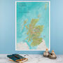 Travel Map Of Scotland Topographic Terrain, thumbnail 1 of 5