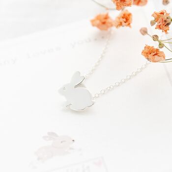 Bunny Rabbit Love Sterling Silver Necklace, 2 of 11