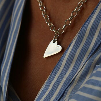 Silver Belcher Chain Heart Necklace, 7 of 7