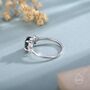 Sterling Silver Oval Cabochon Moss Agate With Cz Engagement Ring, thumbnail 4 of 12