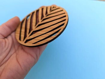 Palm Leaf Oak Wood Coaster Plant Lover Plant Herb Leaf, 8 of 9