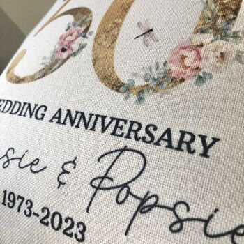 Personalised Golden Wedding Anniversary Cushion, 3 of 5