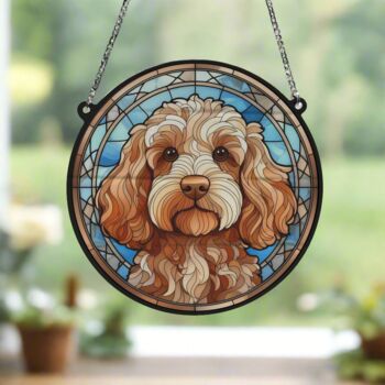 Cockapoo Golden Stained Glass Effect Suncatcher, 4 of 6