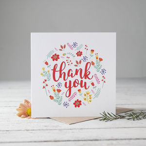 Floral Folk Thank You Card By Poppy Lane