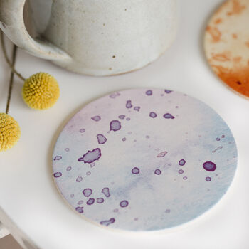 Set Of Four Leather Coasters With Watercolour Design, 5 of 5