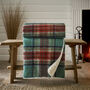 Luxury Faux Mohair Sherpa Throw 130x160cm Kinross Green, thumbnail 1 of 3