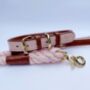 Handmade Italian Leather Padded Pastel Pink Dog Collar, thumbnail 3 of 12