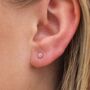 3mm Sterling Silver Pink Opal Stud Earrings, thumbnail 2 of 6