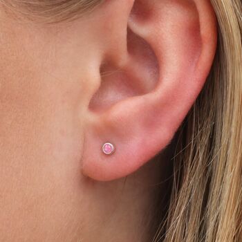 3mm Sterling Silver Pink Opal Stud Earrings, 2 of 6