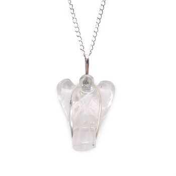 Guardian Angel Pendant Necklace | Rock Quartz Silver Plated, 7 of 8