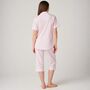 Women's 'Shell Pink' Satin Stripe Cotton Three/Four Length Pyjama Set, thumbnail 3 of 4