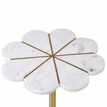 White Stone And Brass Flower Side Table, 2 of 3