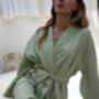 Sage Green 100% Linen Robe, thumbnail 7 of 9