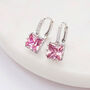 Pink Crystal Encrusted Square Hoop Earrings, thumbnail 3 of 3