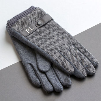 Personalised Men's Merino Wool Gloves With Strap Detail, 5 of 11