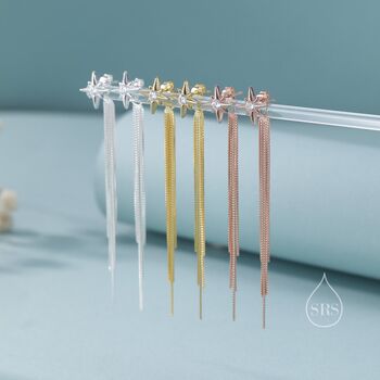 Starburst Dangle Drop Stud Earrings In Sterling Silver, 4 of 11