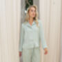 Sage Green Long Satin Pyjamas, thumbnail 2 of 7
