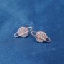 Saturn Silver Stud Earrings With Cz Stones, thumbnail 5 of 7