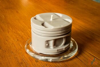 Engine Piston Candle: Oriental Bliss Man Cave Candle, Car Engine Part Moulded Scented Candle. Handmade UK By Glowsmith, 4 of 4