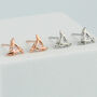 Sterling Silver Abstract Crystal Triangle Stud Earrings, thumbnail 1 of 6